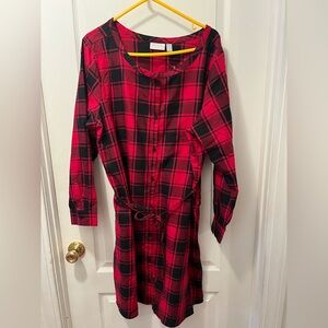 Children’s Place women’s XL Red Plaid Nightgown, NWT